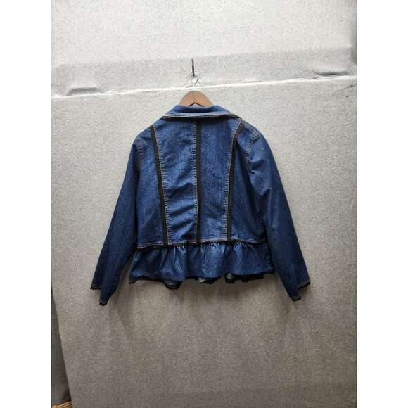 Womens 1X Denim Ruffled Hem Jacket By The Pyramid Collection - Picture 5 of 5